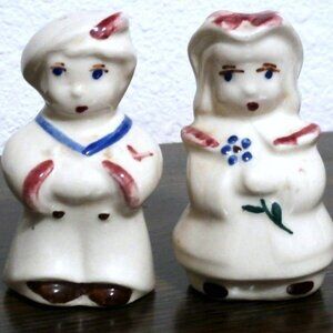 Vintage SHAWNEE POTTERY Girl & Boy Salt & Pepper Shakers, 3.25" Tall